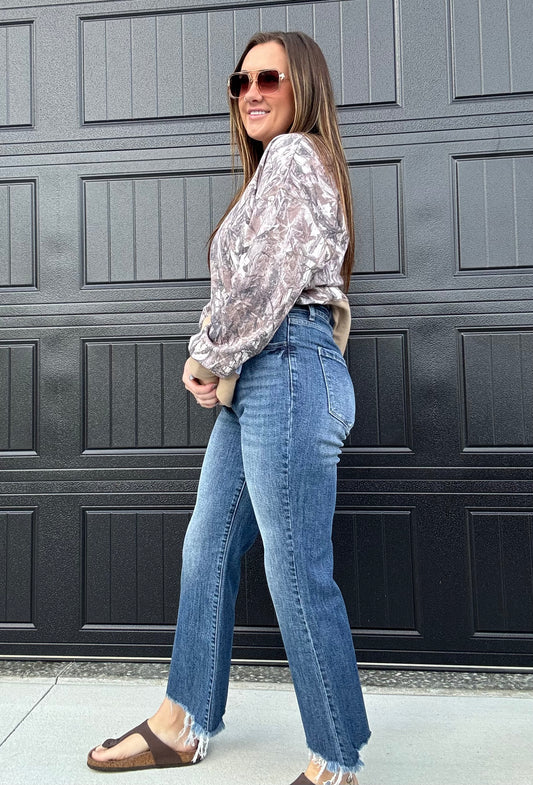 Urban Non Distressed Crop Jeans- Med Wash