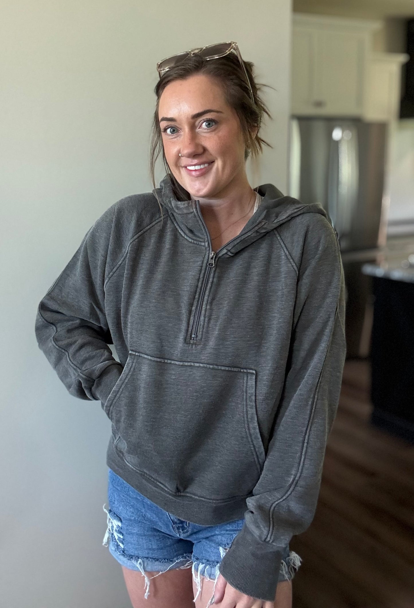 Charcoal Quarter Zip Pullover