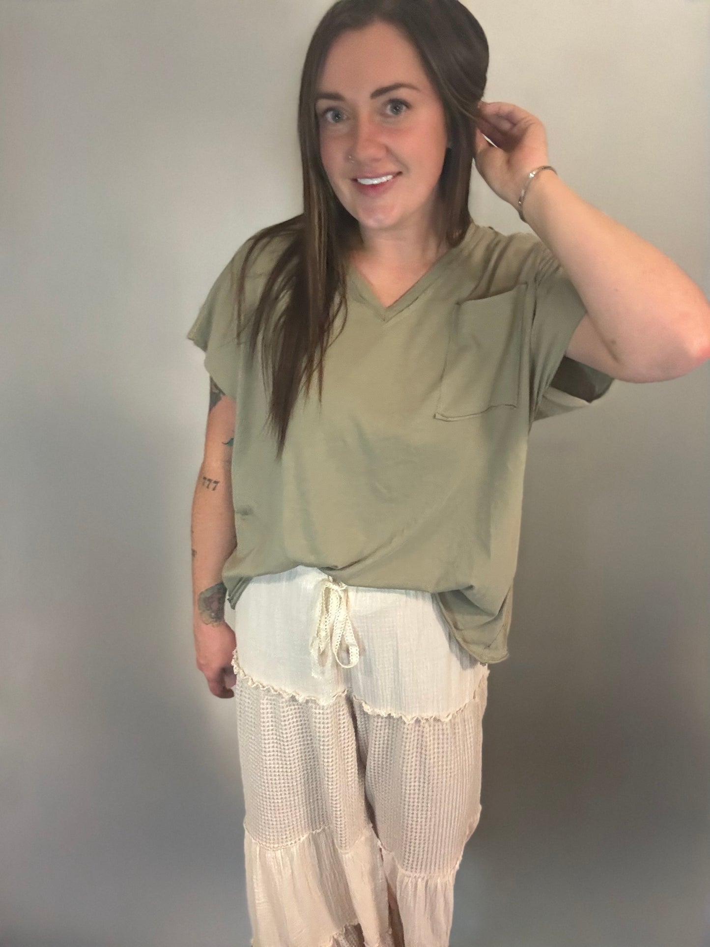 Oversized Vneck Pocket Tee
