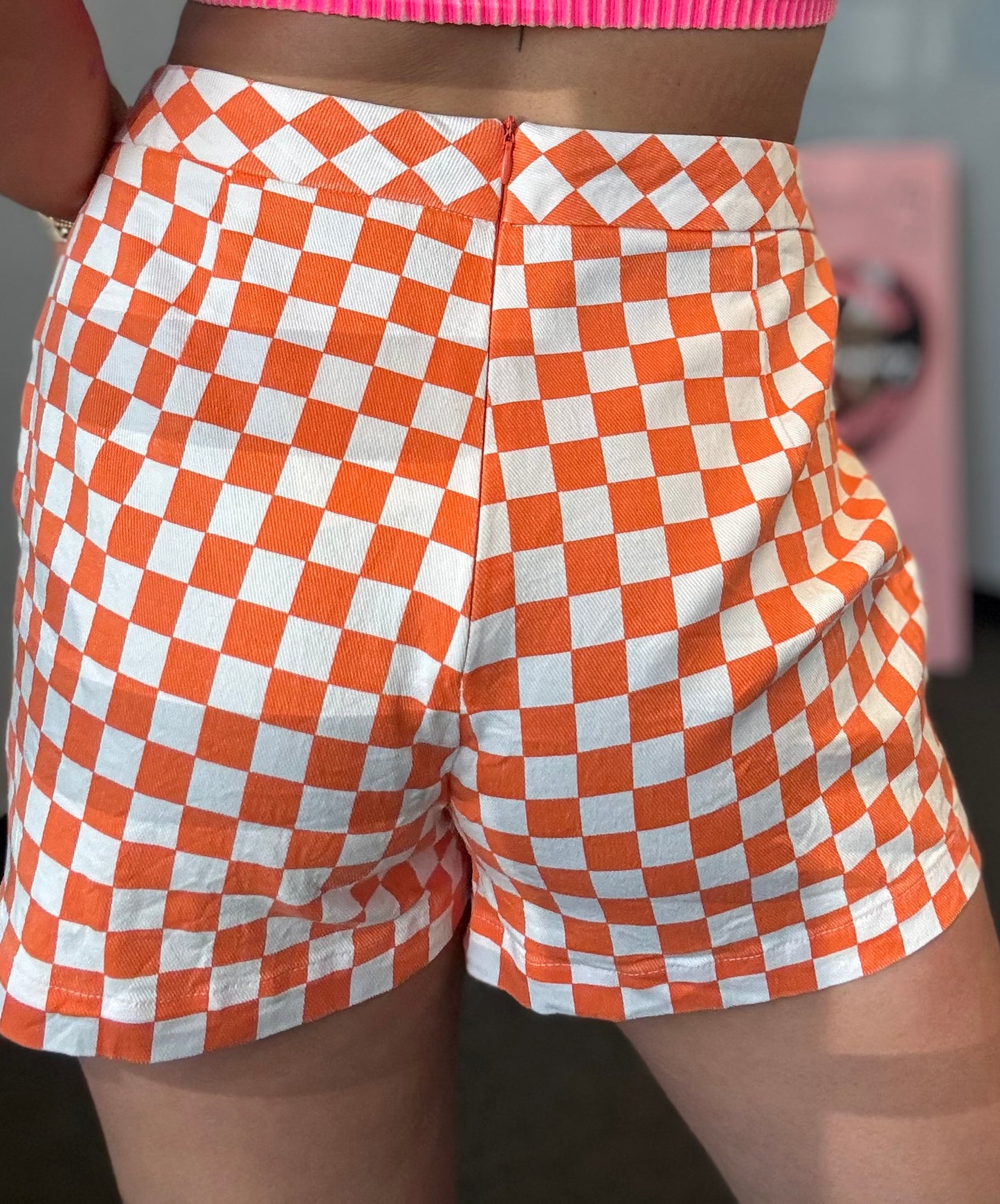 Orange Checkered Skort & Shorts