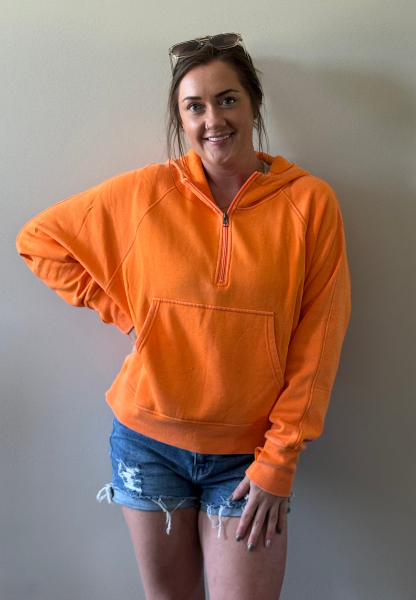 Orange Quarter Zip Pullover