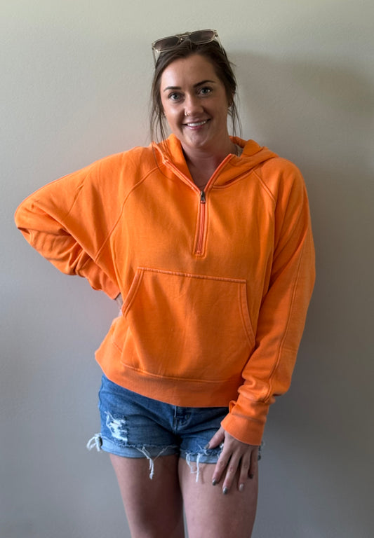 Orange Quarter Zip Pullover