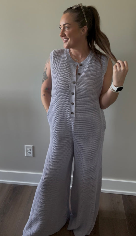 Wide Leg Knit Jumpsuit