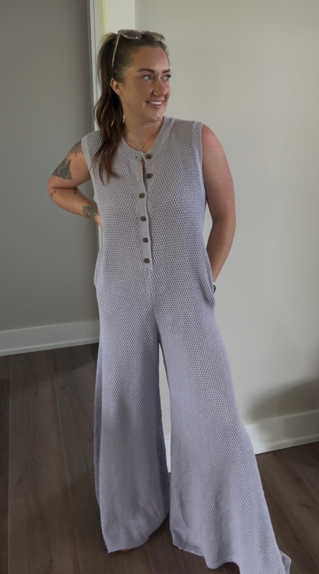 Wide Leg Knit Jumpsuit