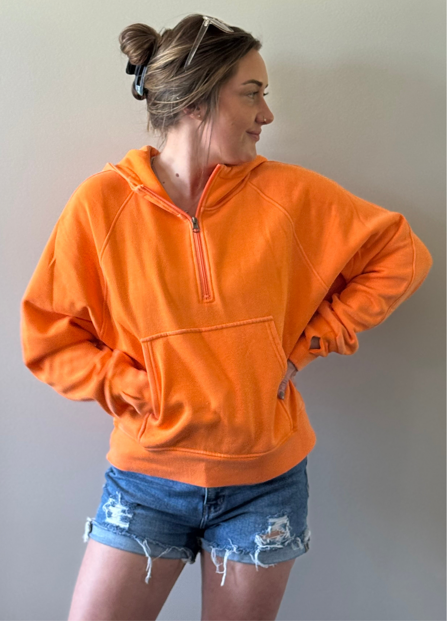 Orange Quarter Zip Pullover