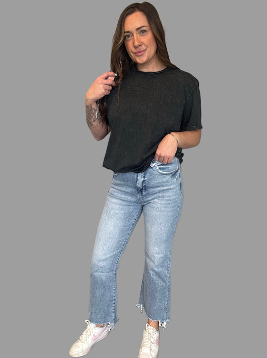 Black Acid Wash Oversized Boyfriend Tee