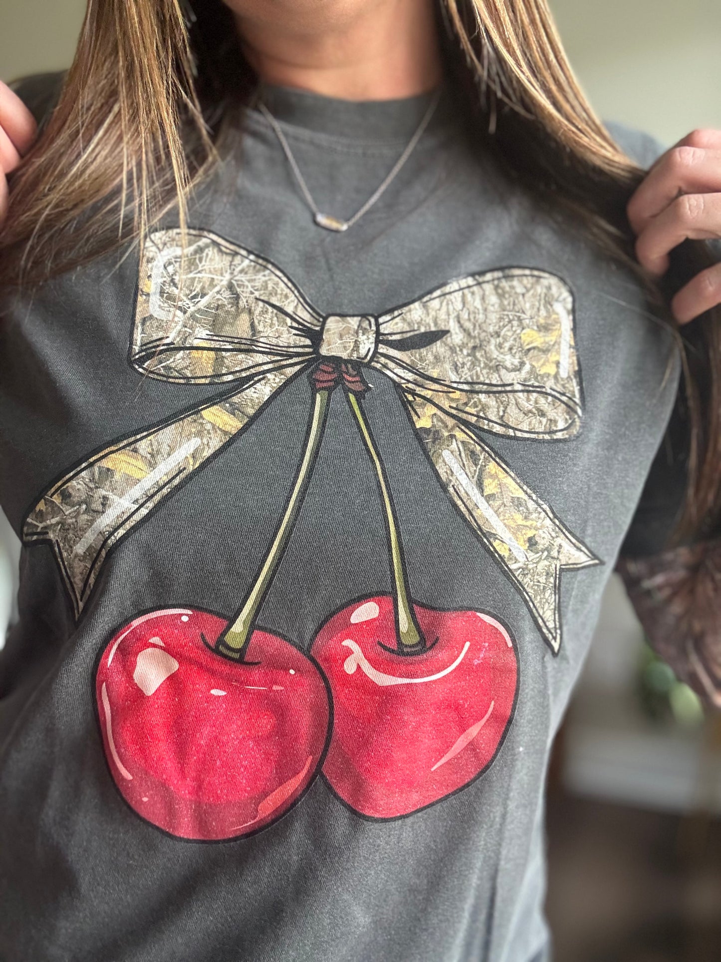 Camo Bow & Cherries Tee