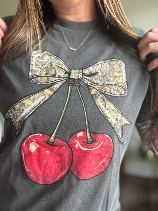 Camo Bow & Cherries Tee