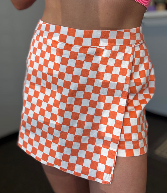 Orange Checkered Skort & Shorts