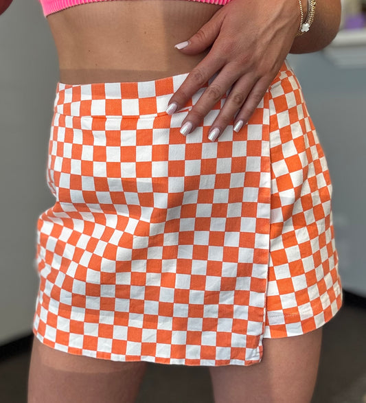 Orange Checkered Skort & Shorts