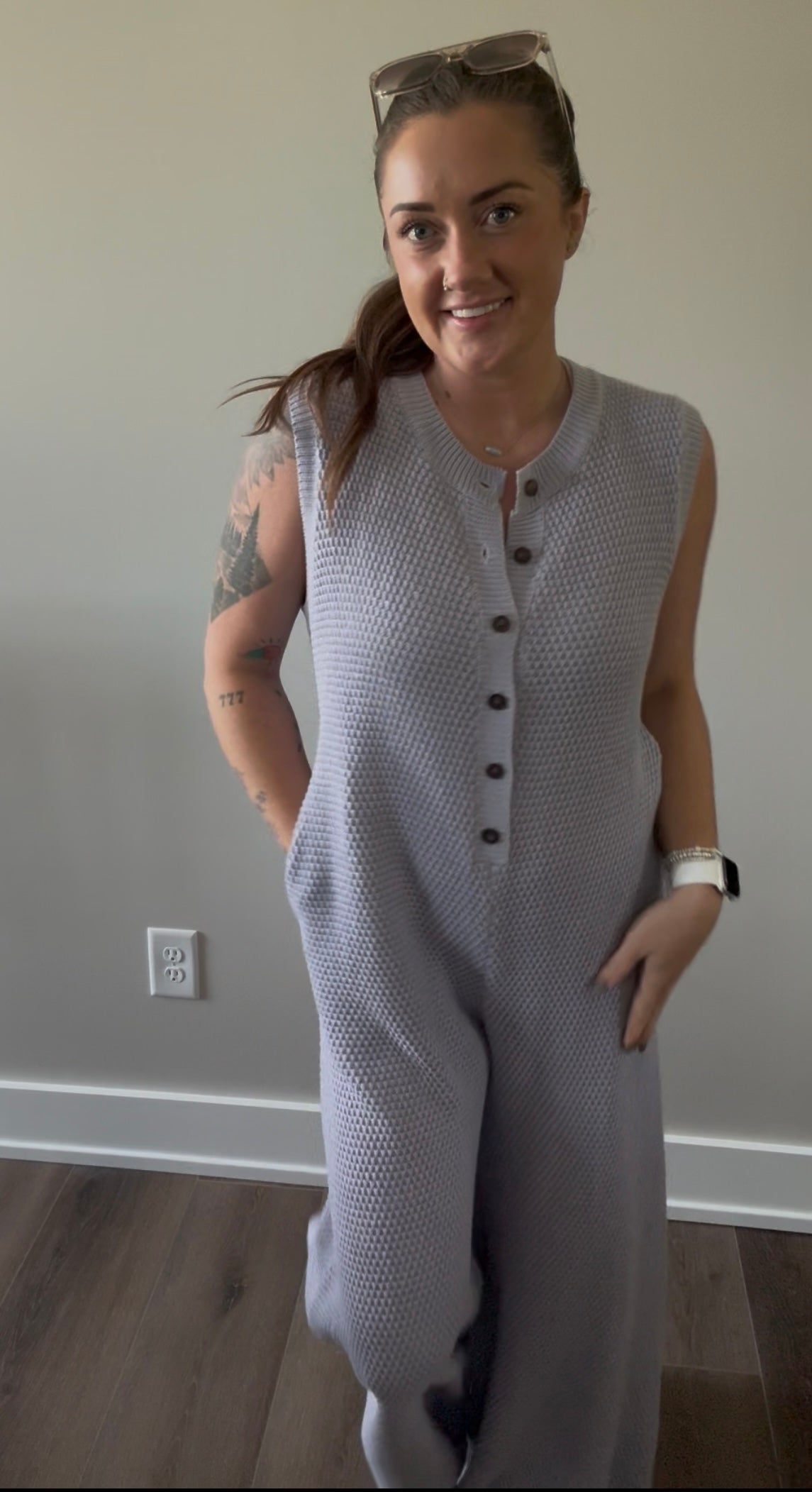 Wide Leg Knit Jumpsuit