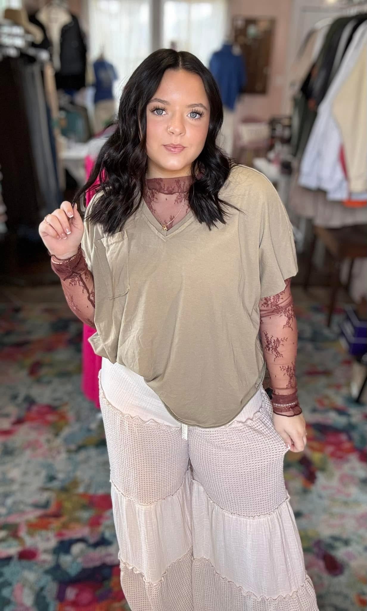 Oversized Vneck Pocket Tee